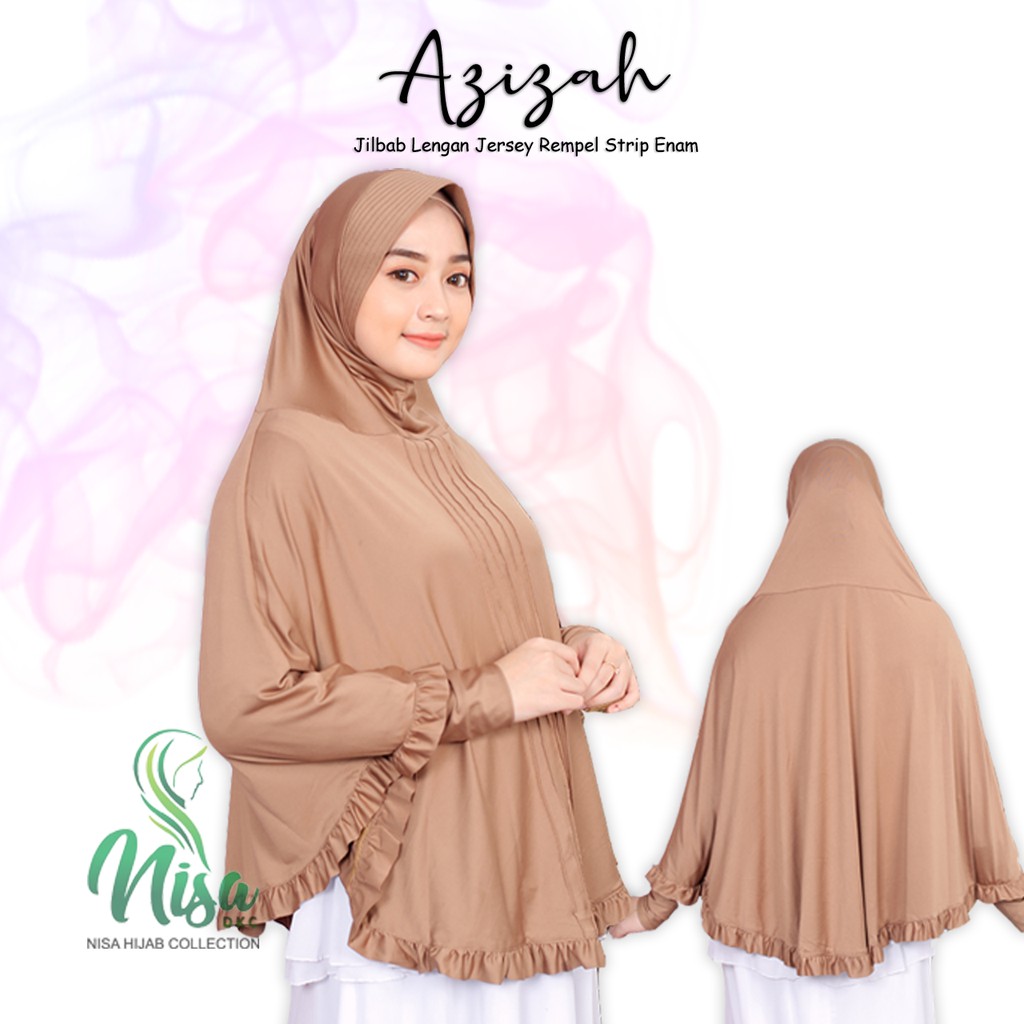 Jilbab Lengan Hijab Tangan Azizah Khimar Jersey Polos Lipit