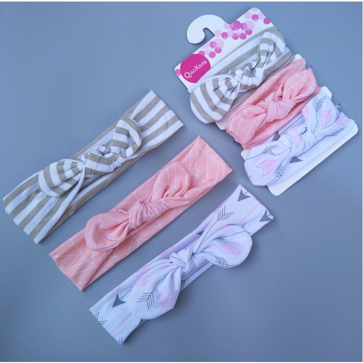 BANDANA BAYI ANAK PEREMPUAN 3in1 HEADBAND BABY BANDO MOTIF PITA RAMBUT FASHION KOREA IMPORT AK36