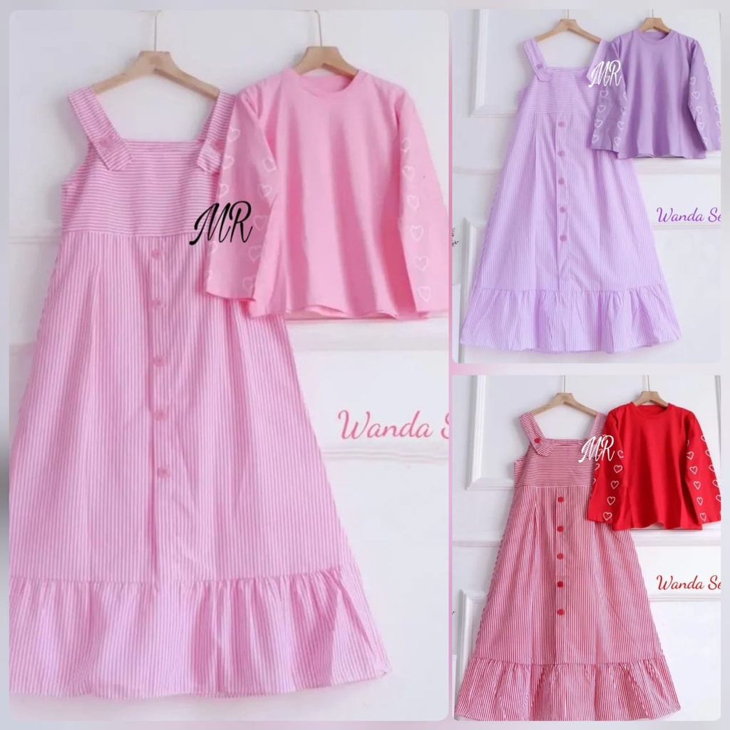 SET WANDA KID PAKAIAN ANAK PEREMPUAN SETELAN 2IN1 INNER DAN OVERALL MR ADA VIDEO REAL PICT