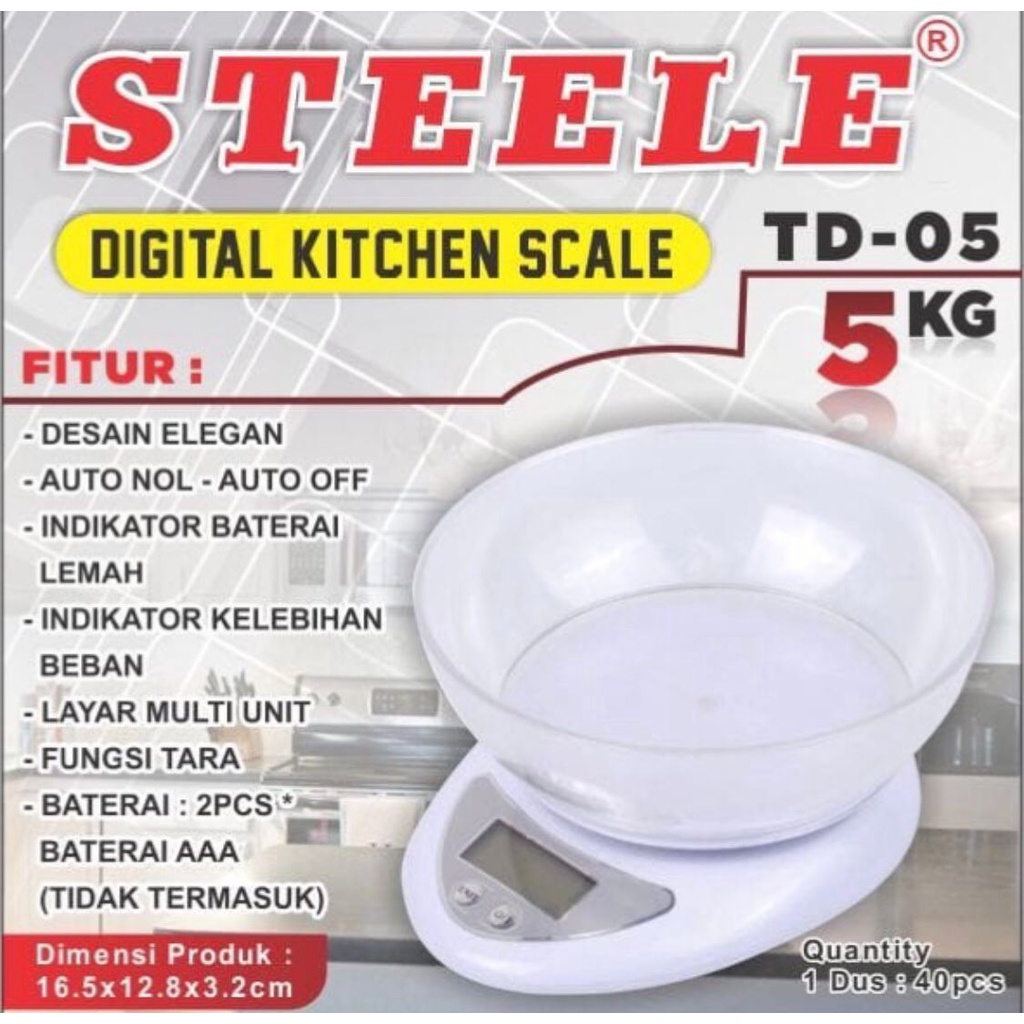 Timbangan Kue Digital STEELE TD-05/Timbangan Dapur Digital STEELE TD05