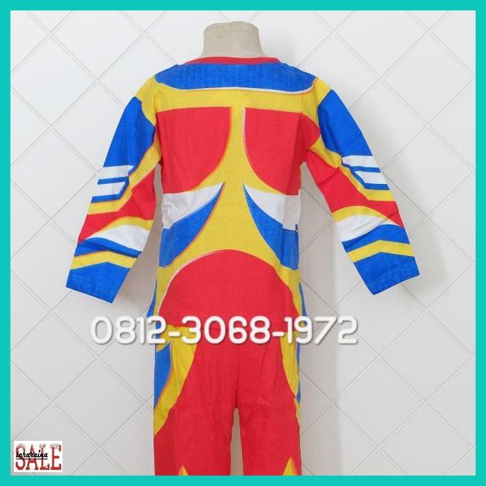 MUTSOK- TOPENG NYALA BAJU KOSTUM ANAK SUPERHERO ULTRAMAN TARO TANDUK - SIZE 8 -ASLIII.