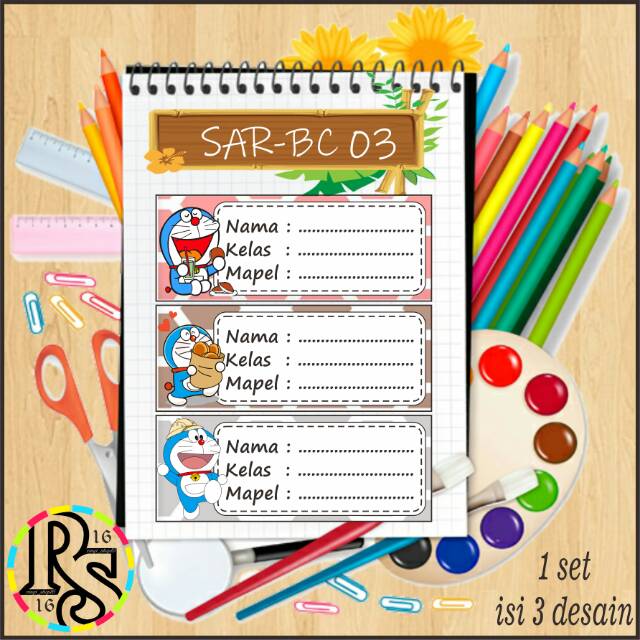 

Stiker label nama kartun doraemon