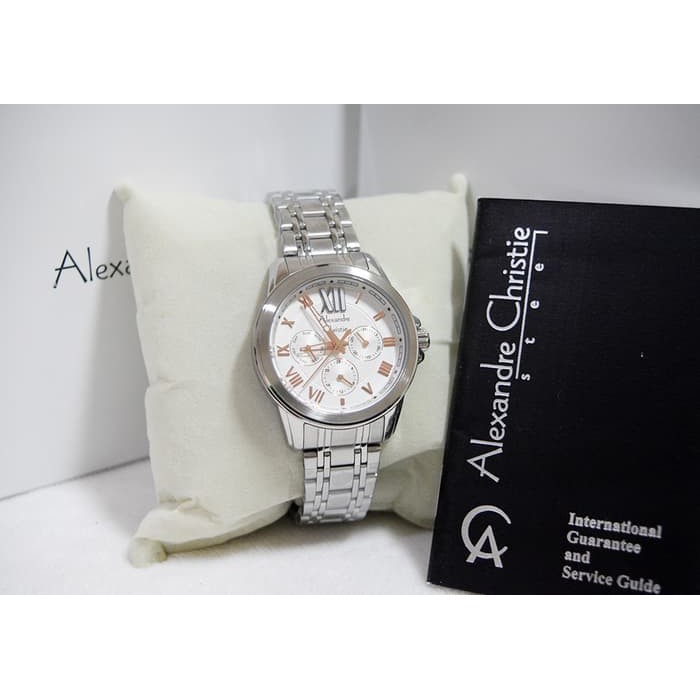 Jam tangan wanita alexandre christie original AC 2494BF FULL SILVER
