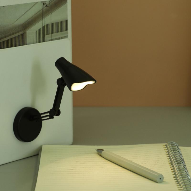 [Clip-on Mini Collapsible LED Cute Desk Lamp] [ Battery Powered Energy Saving Eye-caring Table Lamps] [Portable Office &amp; Household Reading Light]