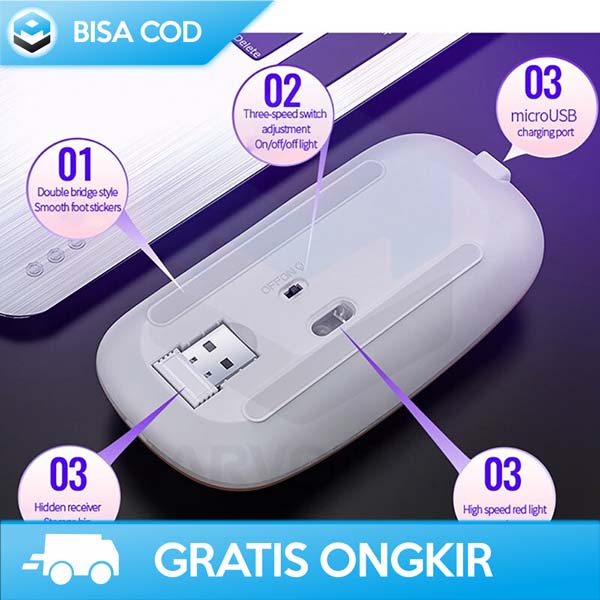 WIRELESS MOUSE 2.4 GHZ OPTICAL RECHARGEABLE PLUG N PLAY BY YINDIAO A2