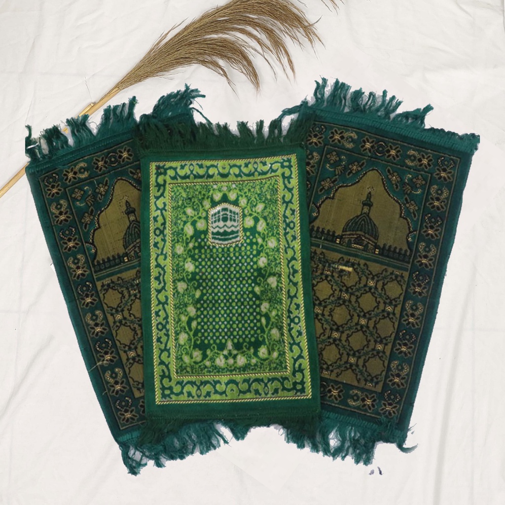 Sajadah Bludru Anak - Sajadah Muka Sajadah Souvenir 60x35cm (BISA COD)-Bludru Hijau Armi