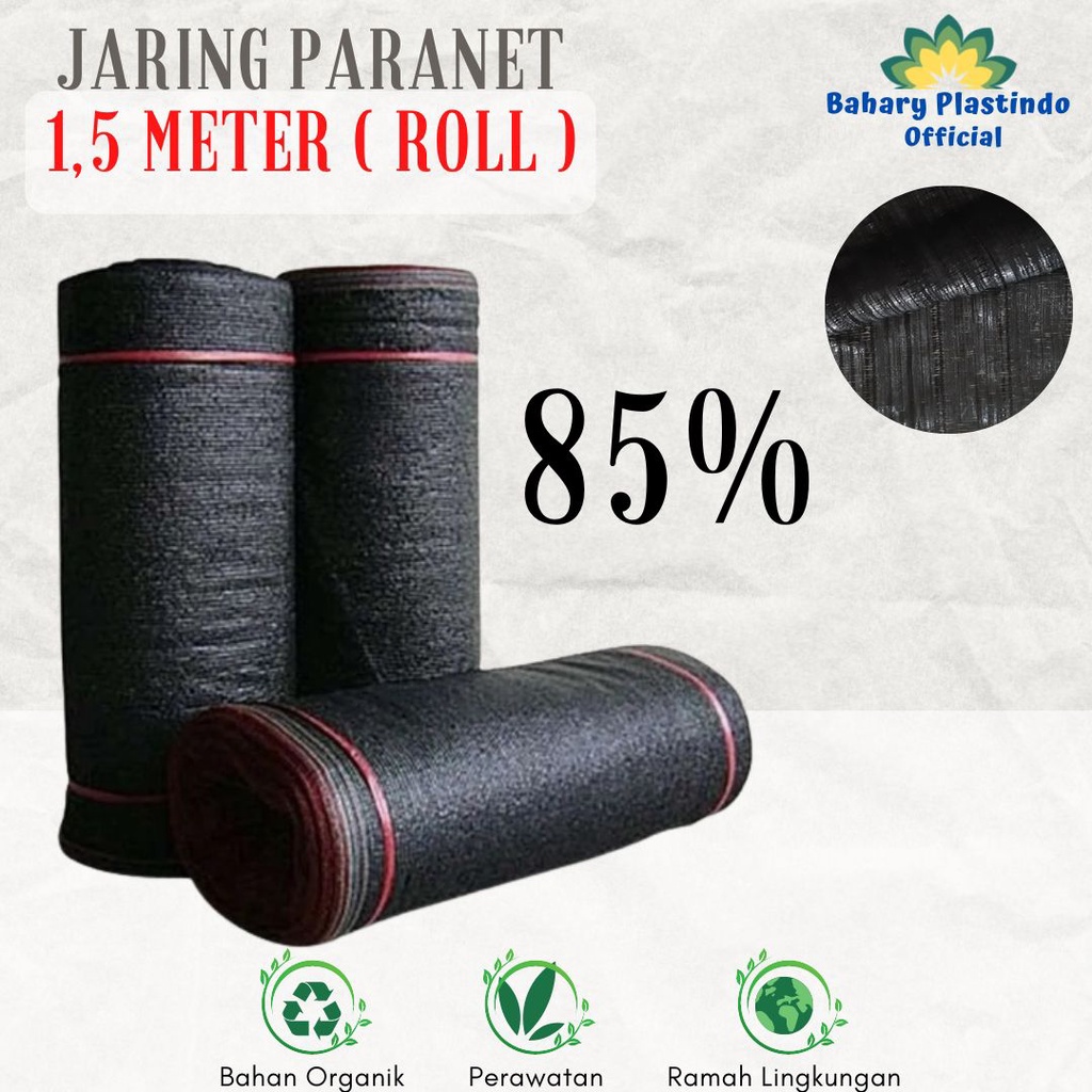 Jaring Paranet 1 Roll Lebar 1,5 Meter Panjang 100 Meter Hitam 85%