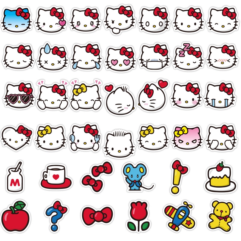 40 Hello Kitty Jurnal stiker lucu Kartun Jepang ponsel bahan dekorasi tangan Buku stiker Xiao Zhang