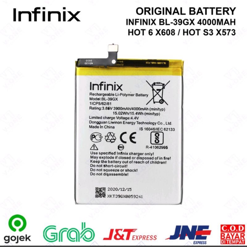 BATRE BATERAI INFINIX BL-39GX HOT 6 X608/ HOT S3 X573 BATTERY ORIGINAL