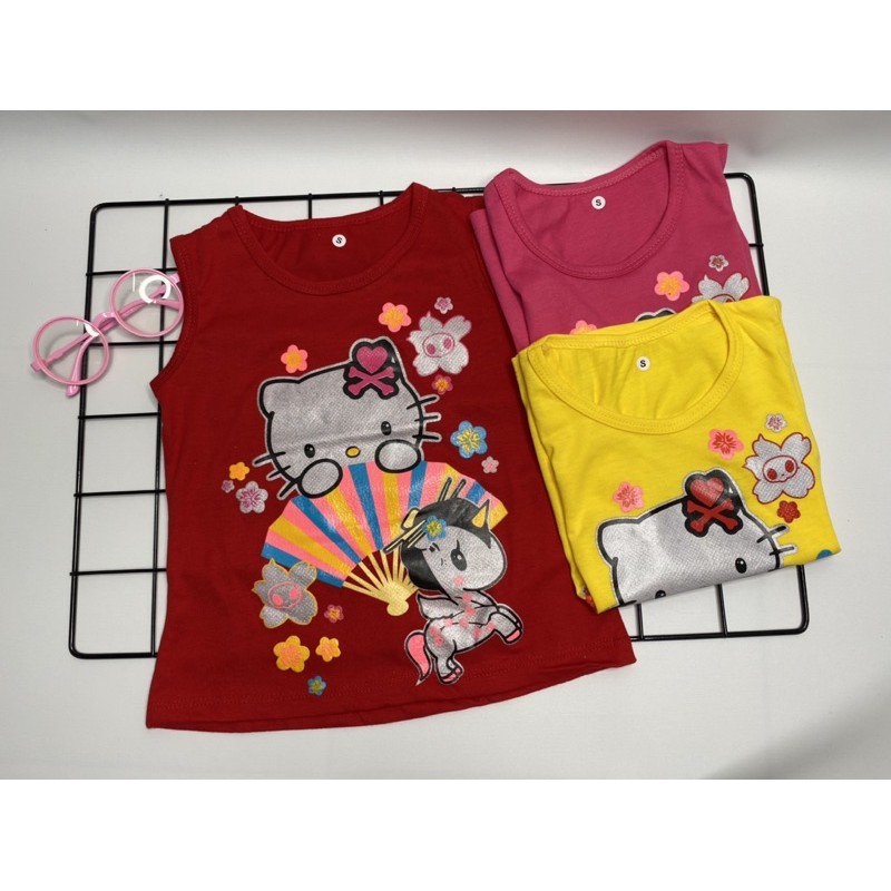 Singlet anak perempuan-singlet HELLO KITTY 1-10 tahun