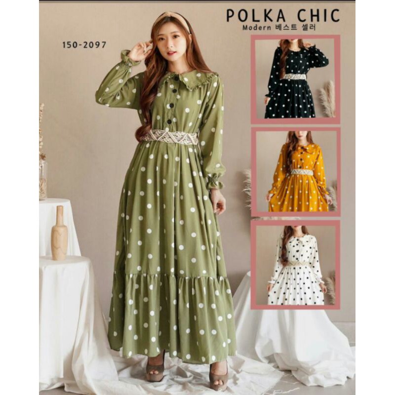 Maxi Polka Korea Furano Boho Premium Bangkok  BKK 2097 polkadot Korean