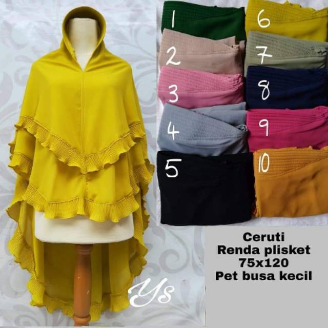 Khimar renda plisket