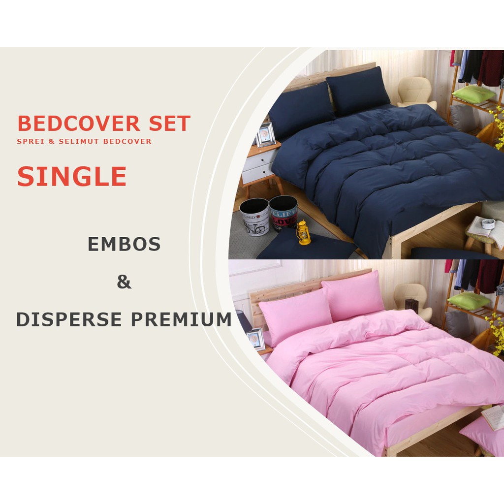 BEDCOVER SET SPREI SINGLE UKURAN 120 SPREI MICRO DISPERSE SEPREI EMBOS PREMIUM