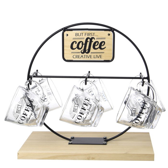 INFORMA GELAS - COFFEE CUP W/ CIRCLE HANG STAND SET OF 7
