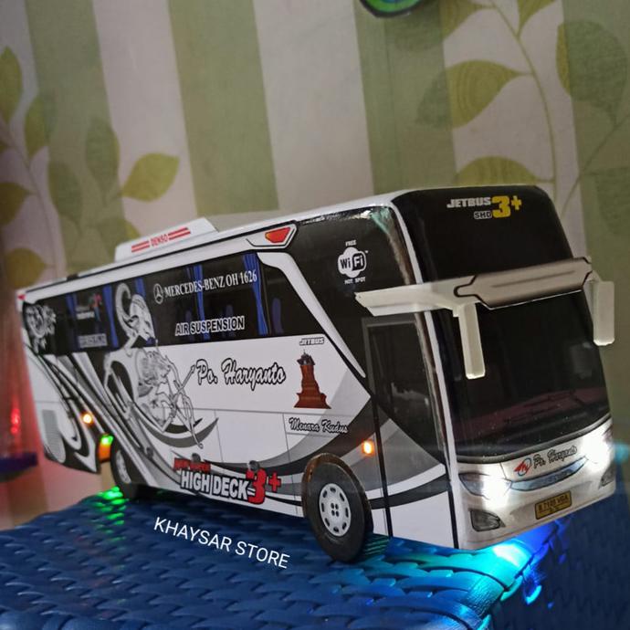 MINIATUR BUS BIS SHD HARYANTO RAMA SHINTA PUTIH PLUS LAMPU