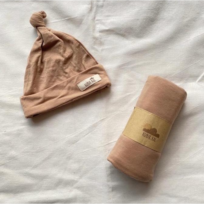 SWADDLE SET KUBIK KAL ( KNOT HAT/TOPI ) - BEDONG NEW MOTIF ( SATUAN ) BAGUS