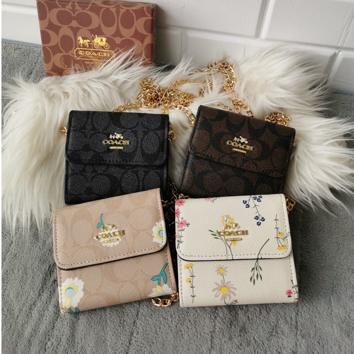 Coach Mini wallet slingbag dompet tas selempang tali rantai premium mbq