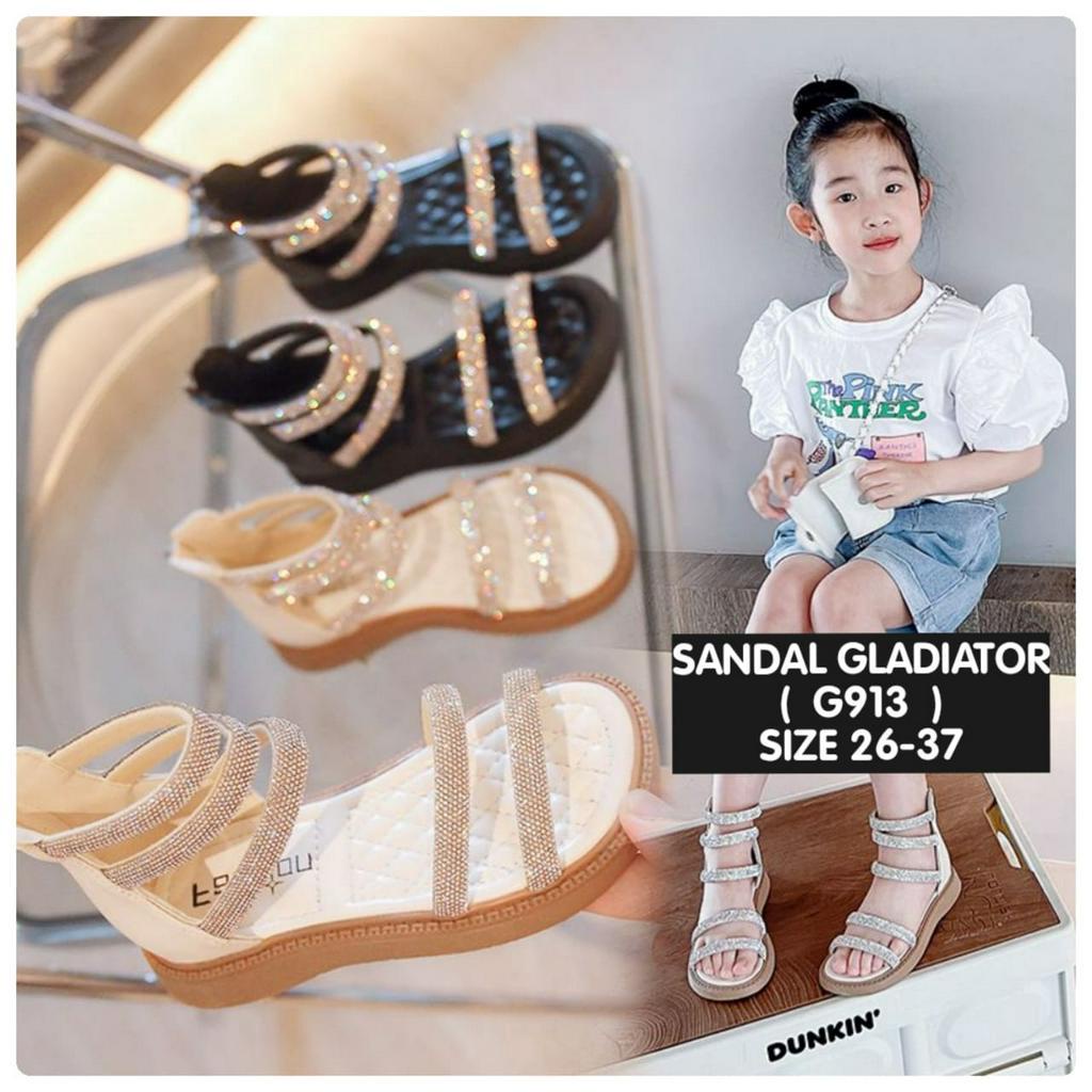 (LOLI-JKT) SD-G913 SANDAL ANAK IMPORT GLADIATOR TALI MANIK SIZE 26-37