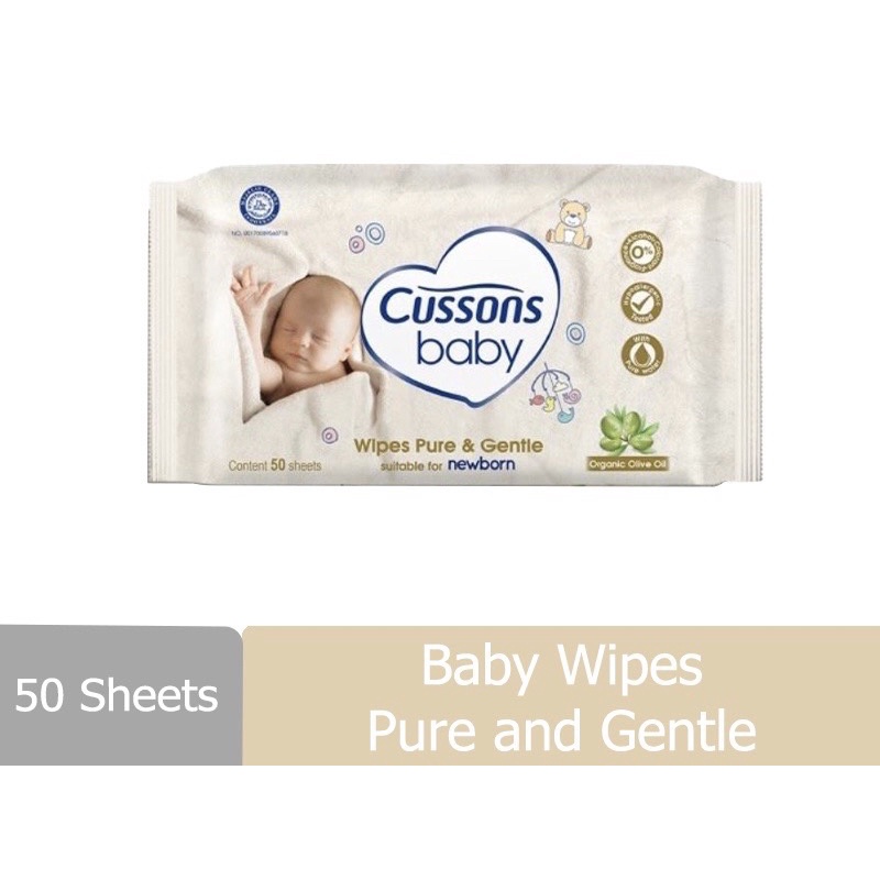 Cussons Baby Pure and Gentle Wipes 50s / 1 pc Tisu Basah Non Alkohol / Tissue Wet Wipes