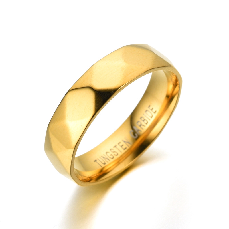 1Pcs New Polished 18K Gold Tungsten Steel Ring