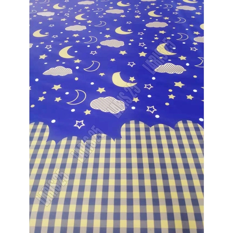 MA BAHAN KAIN MOTIF BULAN BINTANG LUNA TERLARIS KATUN MIKROTEX UTK SPREI GORDEN BEDCOVER BAJU PER 0,