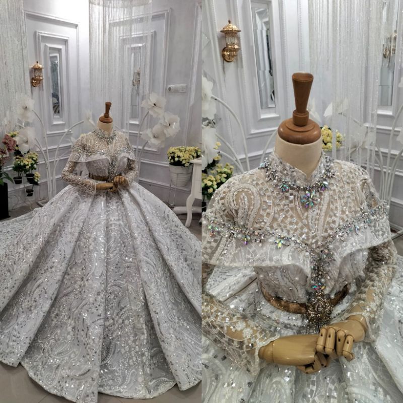 GAUN PENGANTIN MUSLIMAH//GAUN WEDDING BARBIE BELIMBING HARNET PREMIUM //GAUN