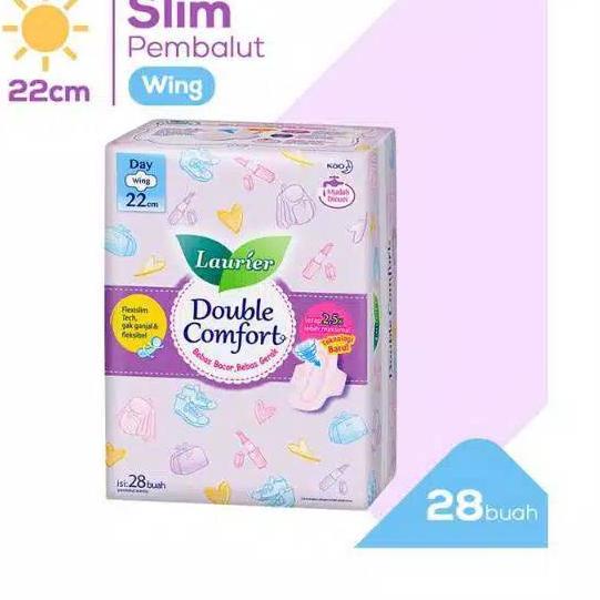 Diskon KODE-234 Pembalut Wanita Laurier Double Comfort Slim Tipis Day Wing / Non 22cm Isi 28 Pads