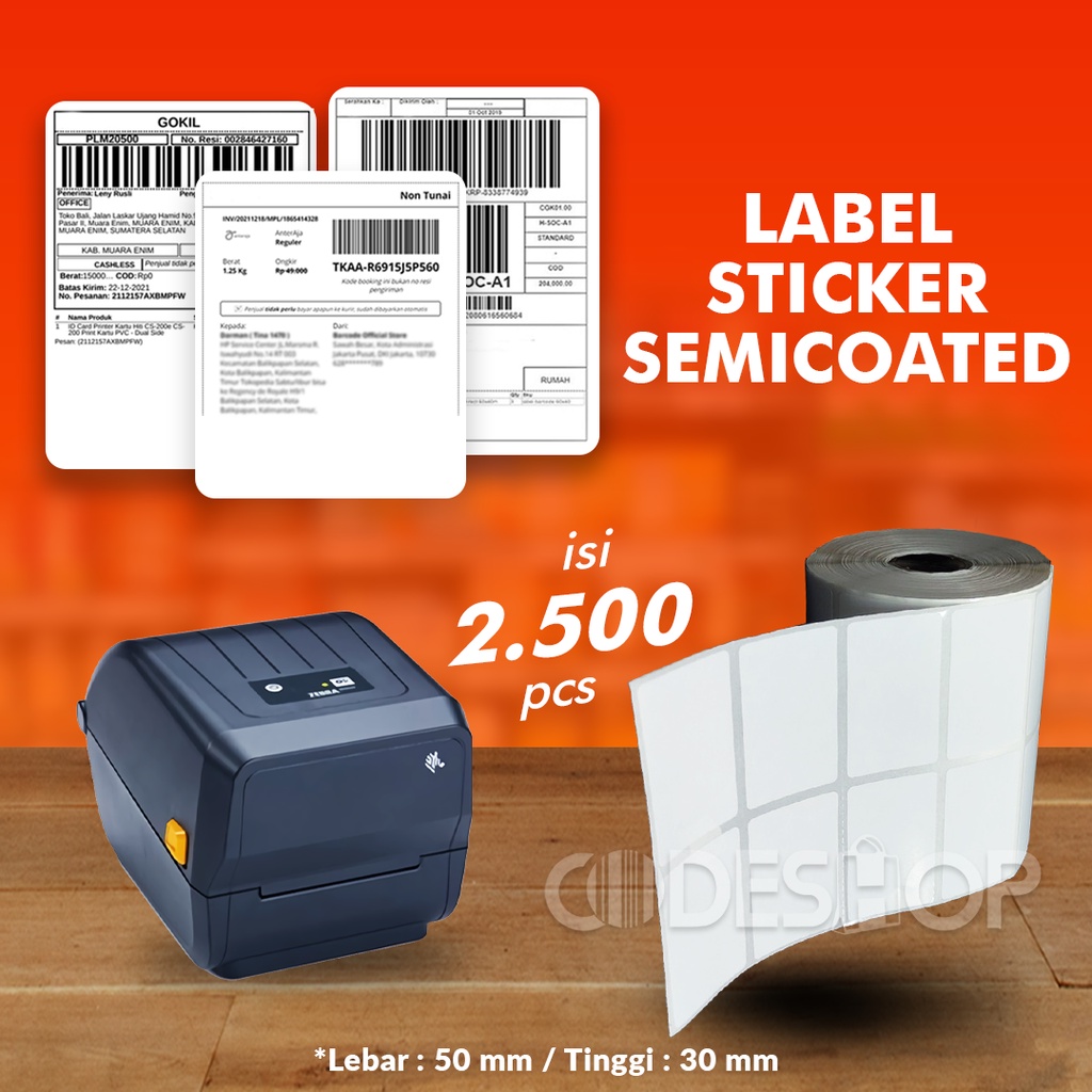 Kertas Stiker Barcode 50 x 30 (2 Line) Label Semicoated 50x30