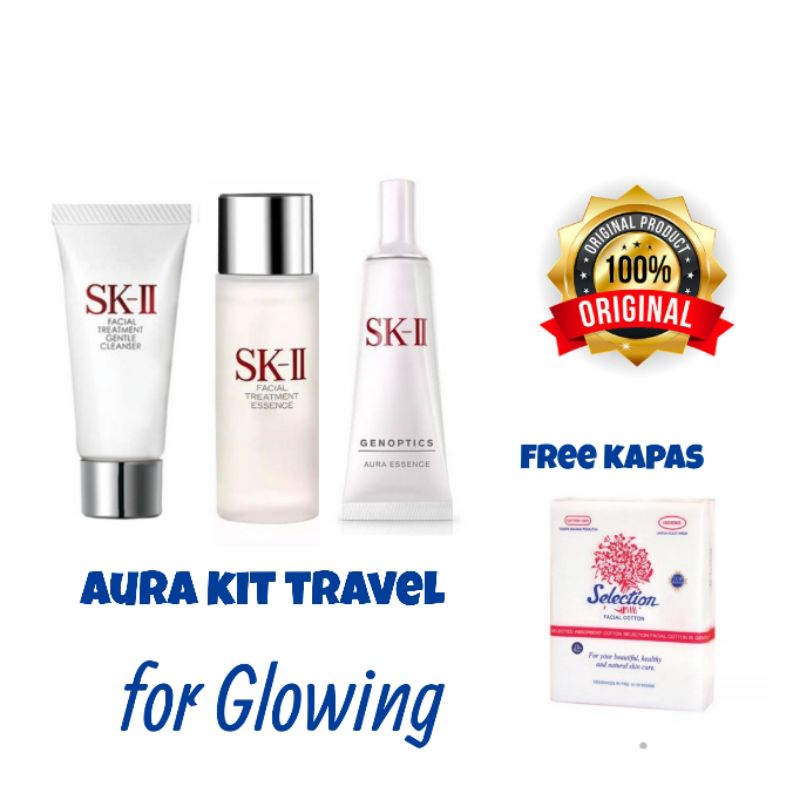 SK II AURA KIT TRAVEL GLOWING FREE KAPAS