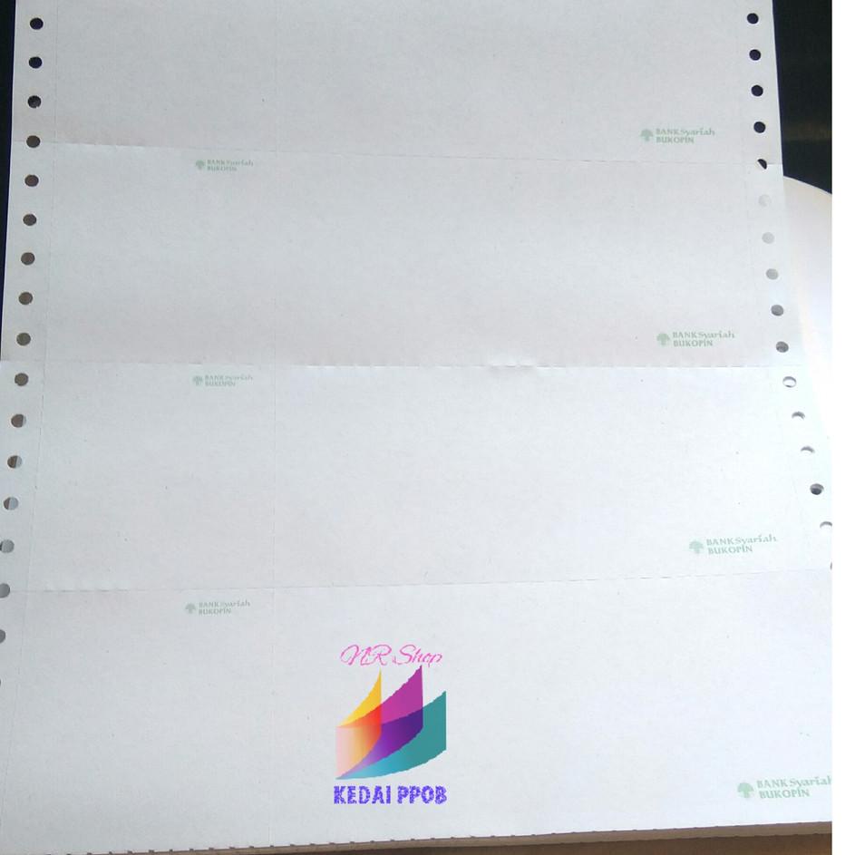 

96 Kertas Continuous Form Struk PPOB PLN A4 Dibagi 4 Rangkap 1 Eceran Logo Bank BSB ( BUKOPIN Syaria
