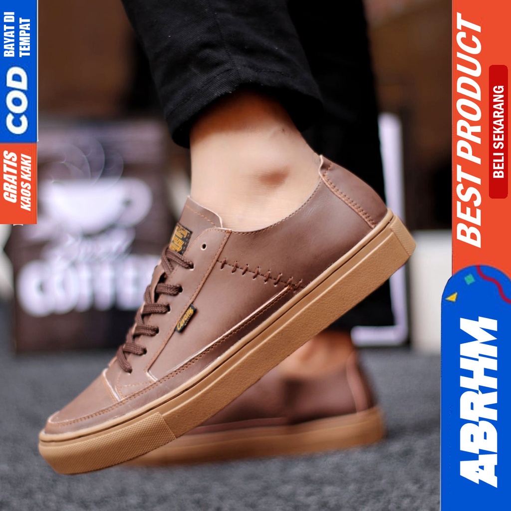 ABRHM X DANTE Sepatu Casual Sneakers Kasual Polos Ori Pria Cowok kulit Asli Sepatu Kasual Sneaker Santai Kuliah Kerja Kondangan Gaya Keren kekinian Original