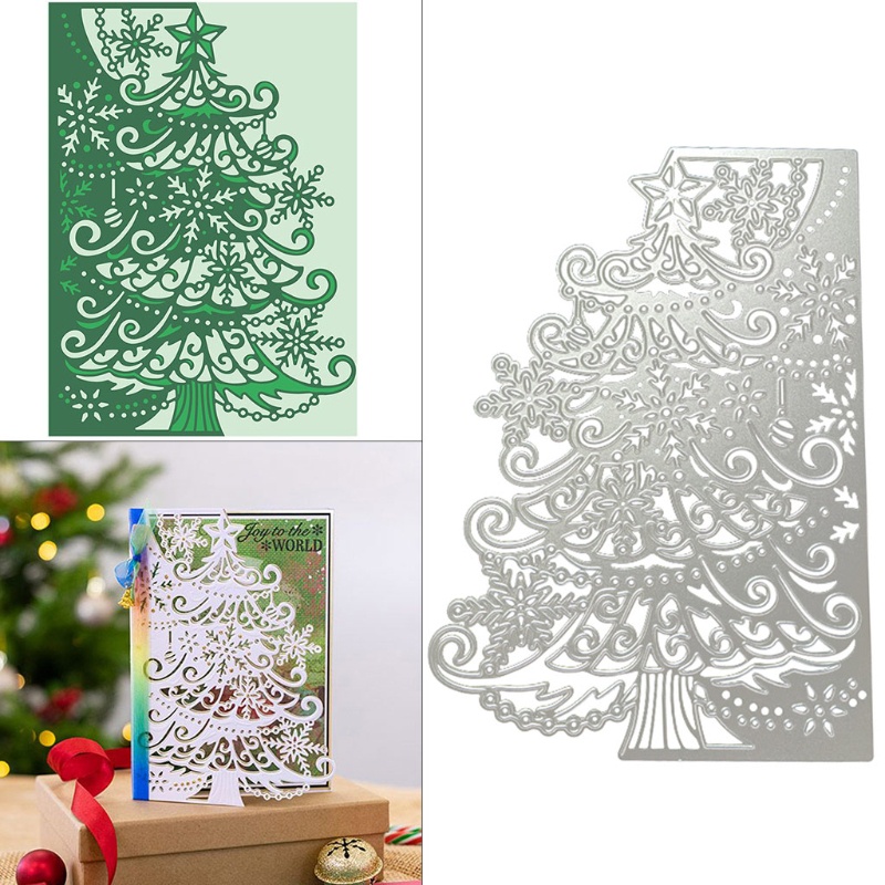 Cetakan Stensil Cutting Dies Motif Pohon Natal Bahan Metal Untuk Scrapbook Craft DIY