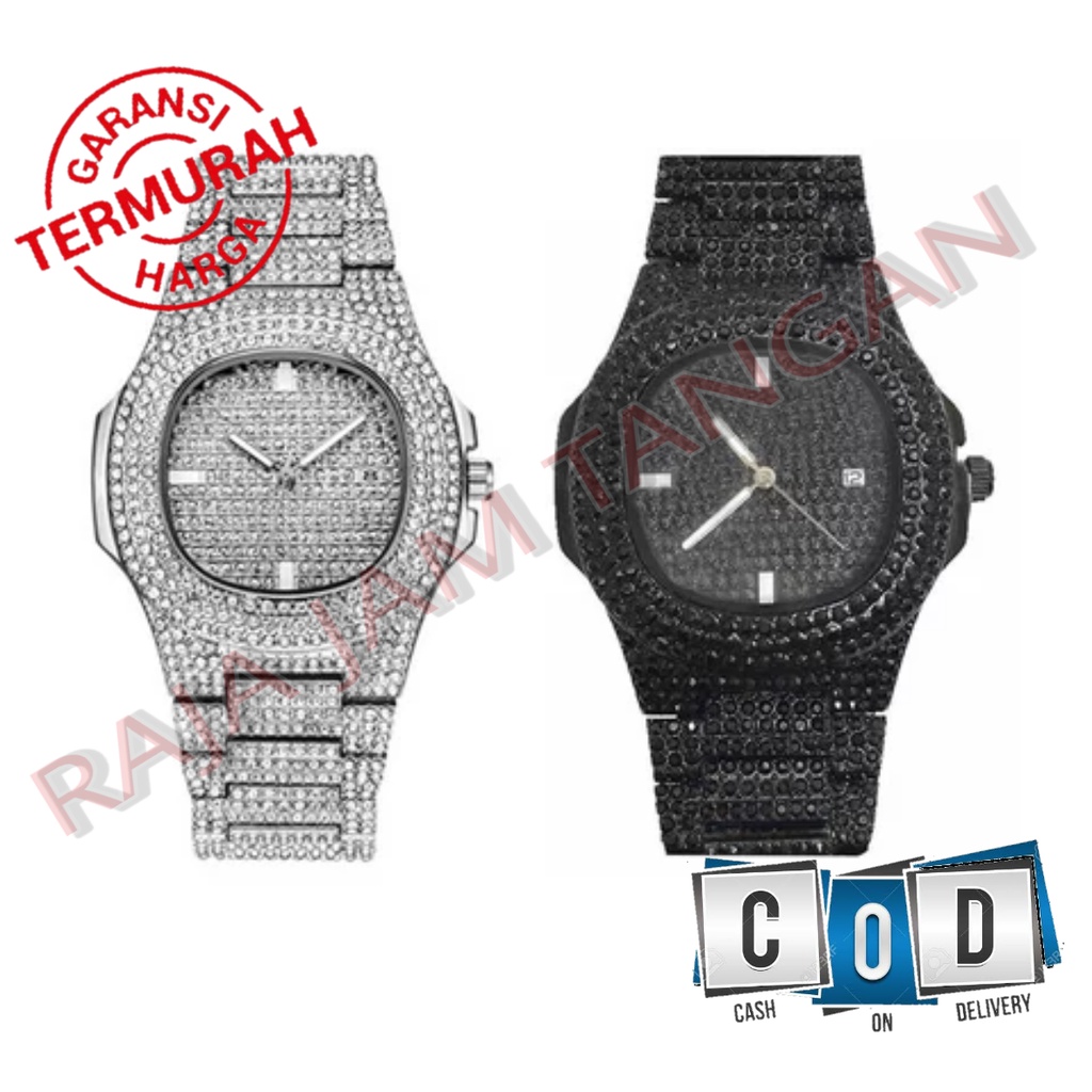 JAM TANGAN ANALOG DIAMOND MEWAH STAINLESS TANGGAL AKTIF RJT99