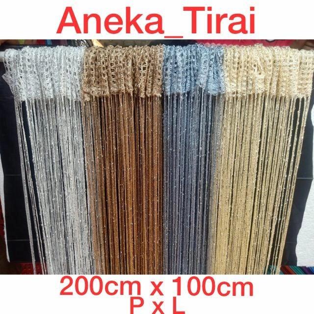 Tirai Benang Gliter 2X1M/Tirai Benang Putih Gold Hitam Silver/Dekorasi