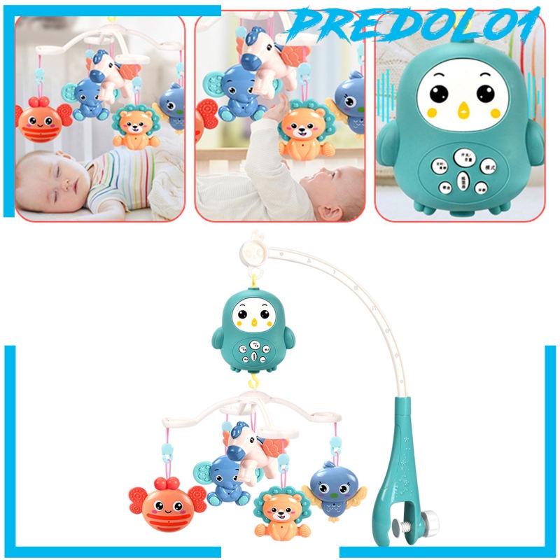 (Predolo1) Mainan Rattle Gantung Dengan Musik + Remote Control Untuk Tempat Tidur Bayi