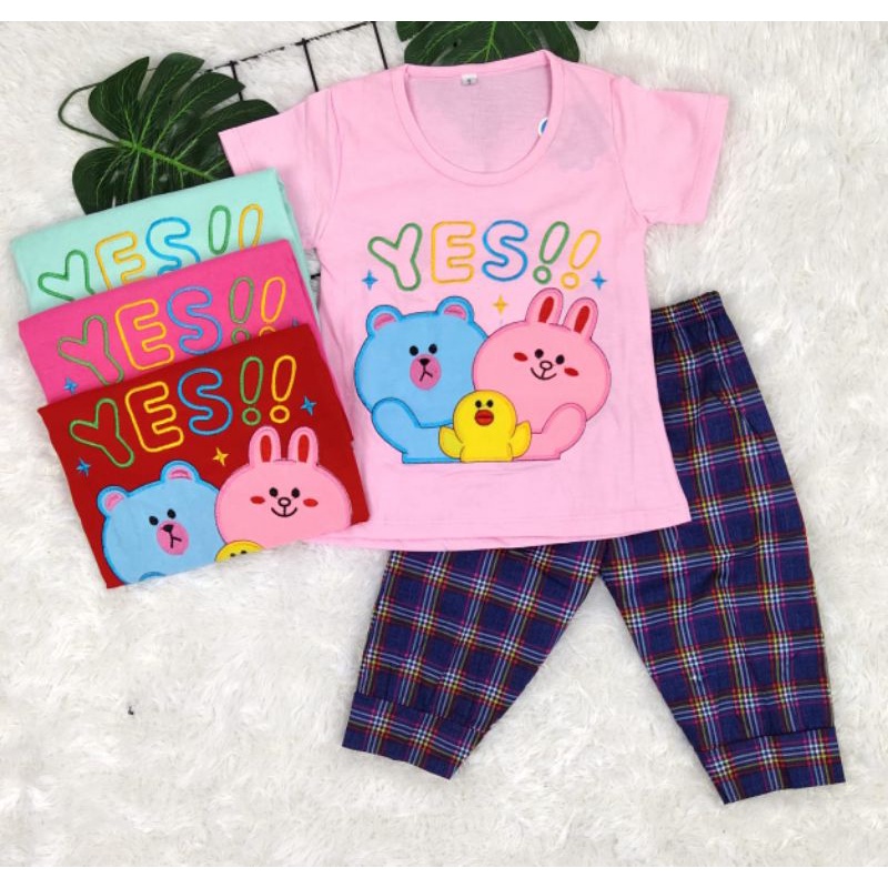 3S SETELAN ANAK PEREMPUAN USIA 1-5 TAHUN GAMBAR ONE MORE,CITTCE LOVE,FAVORITE,I NEED SLEEP,BUTTERFLAY,CUTE NEW-3s-yes