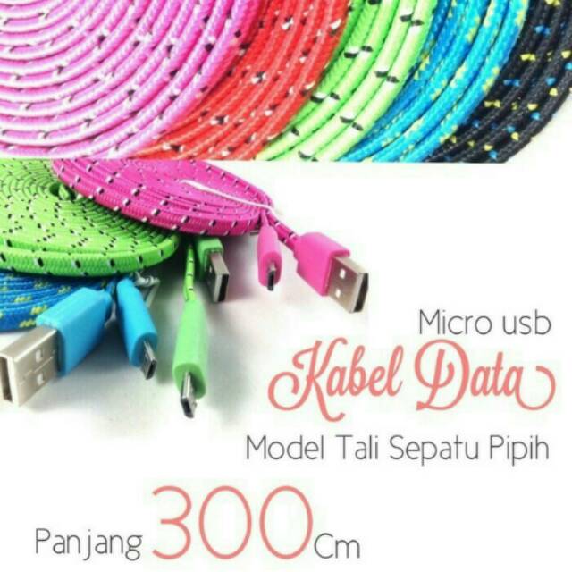 Kabel Charger/Data 3m Model Tali Sepatu (Universal)