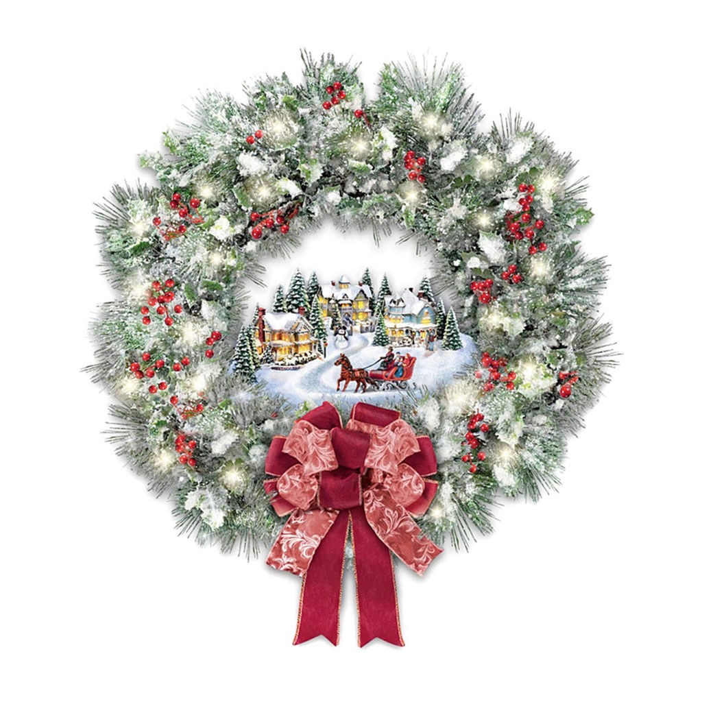 Preva Christmas Garland Stiker Natal 3D Wreath Natal Jendela Pintu Kaca Dekorasi Rumah