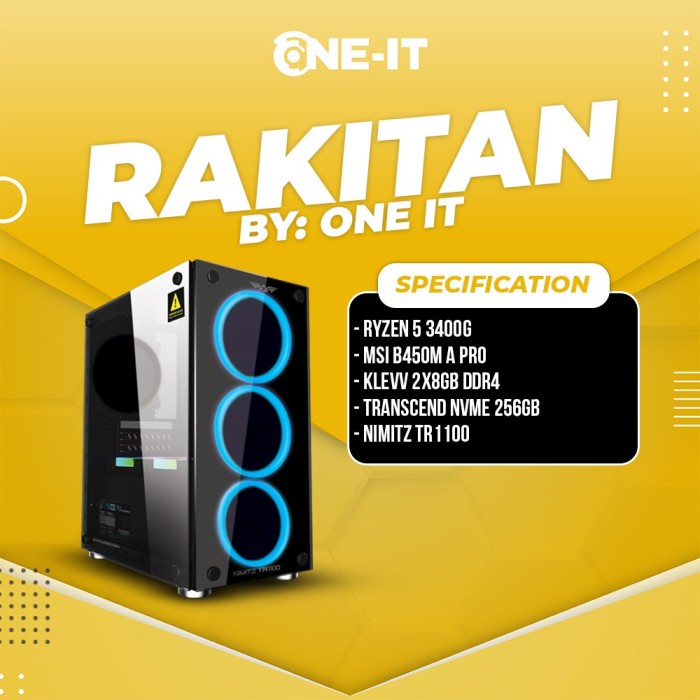 PC Rakitan Ryzen 5 3400G | RAM 2x8 GB | SSD 256 GB