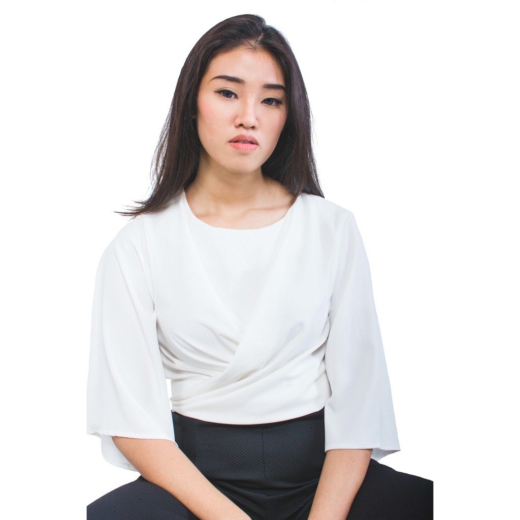 White Cotton Cross-Bow Top