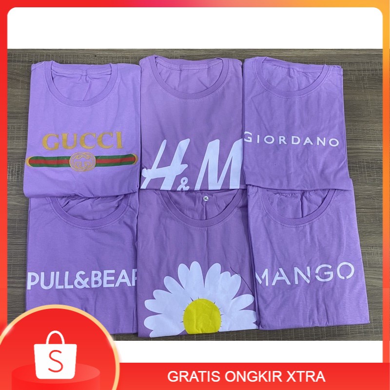 Kaos Lilac Wanita Kaos Lilac Jumbo Branded Lengan Pendek O neck Branded Murah