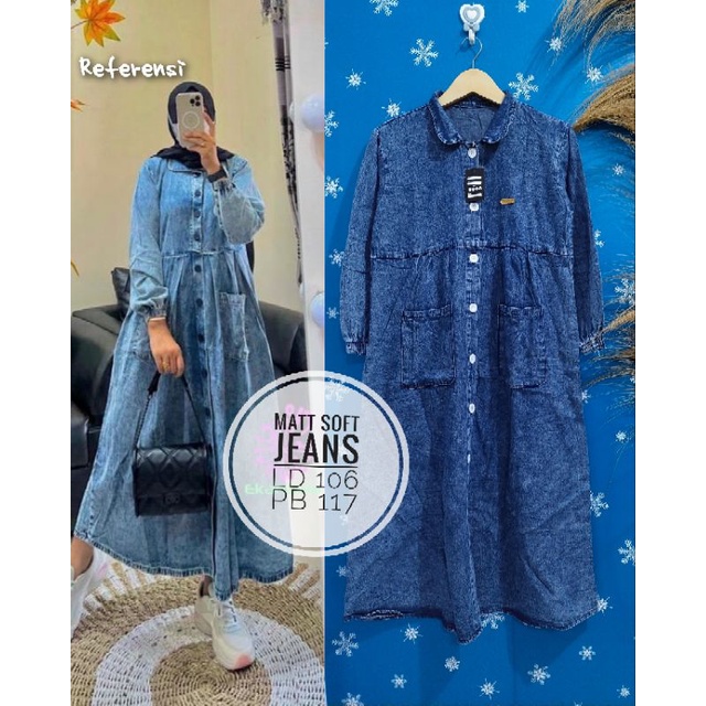 TERBARU MIDI DRESS JEANS/ midi kekinian /midi viral