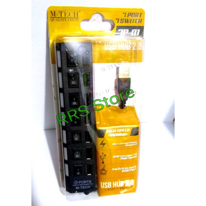 USB HUB 7 PORT ON/OF Hiqh Speed - Hitam