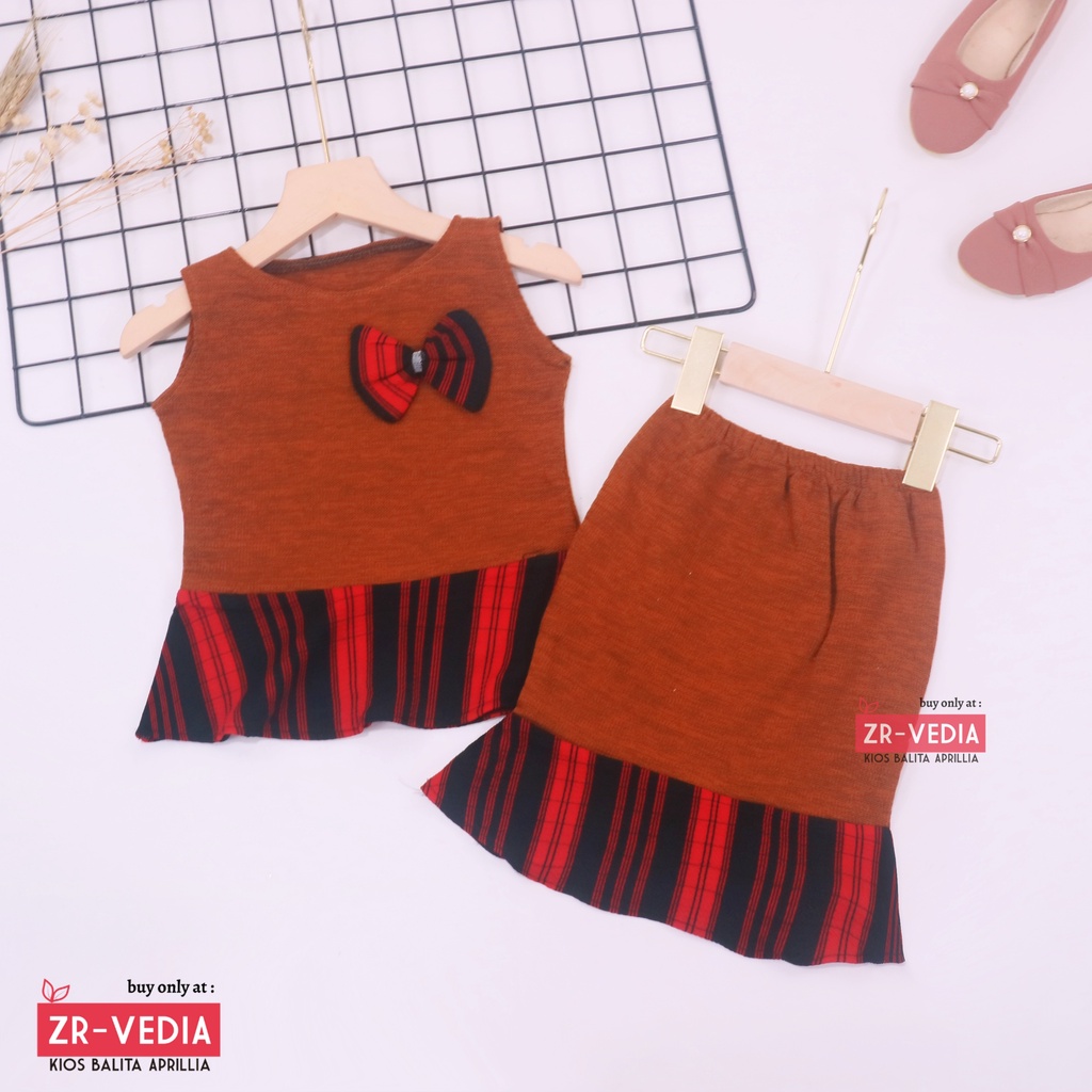 Setelan Zizi Anak uk 3-4 Tahun / Atasan Bawahan Rok Perempuan Peplum Cewek Set Baju Pesta Import