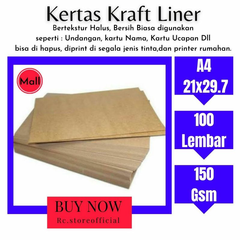 

[ 100 lembar A4 hight quality ] Kertas Kraft Liner / Samson