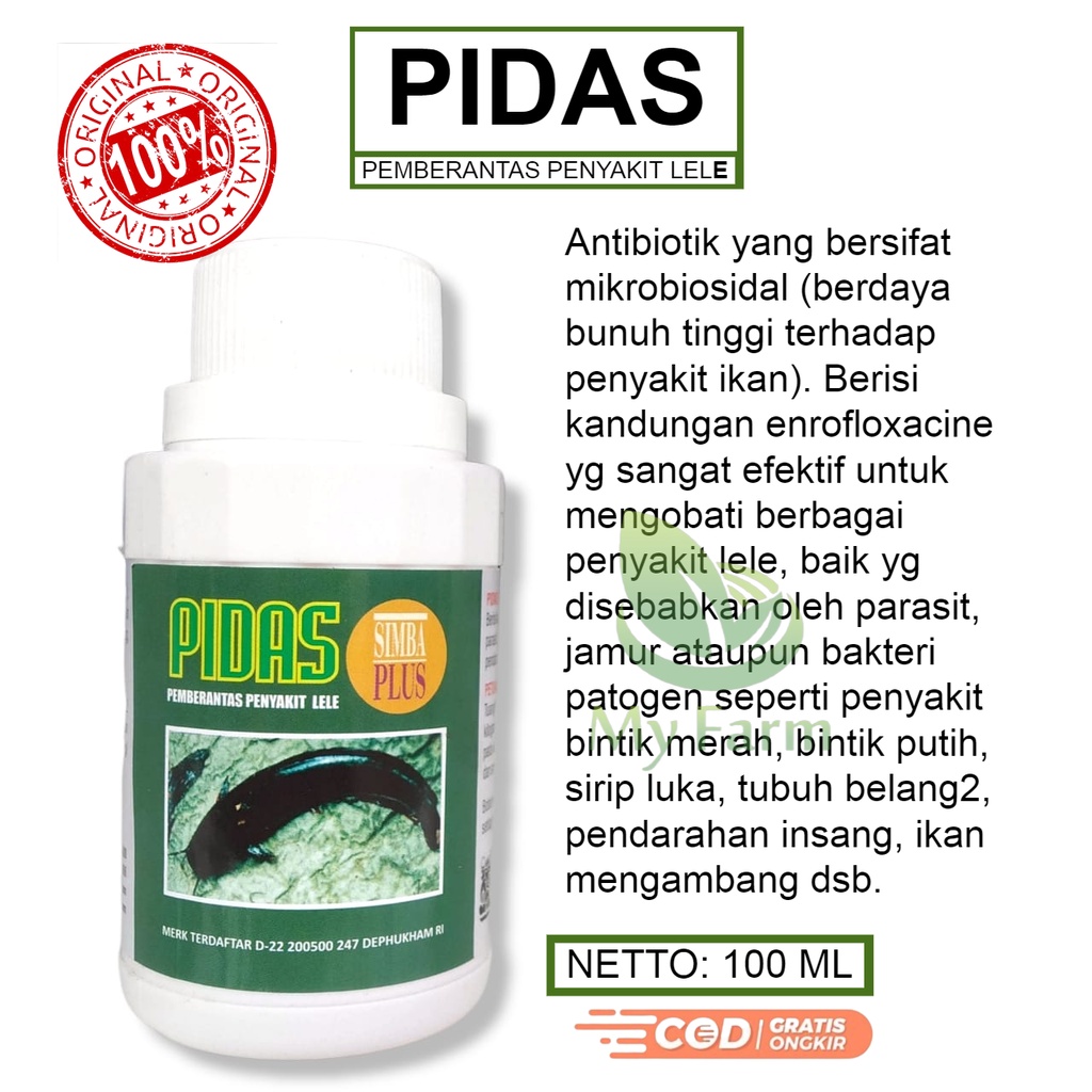 Pidas Simba Plus 100 Ml Obat Ikan Vitamin Antibiotik Pemberantas Penyakit Lele