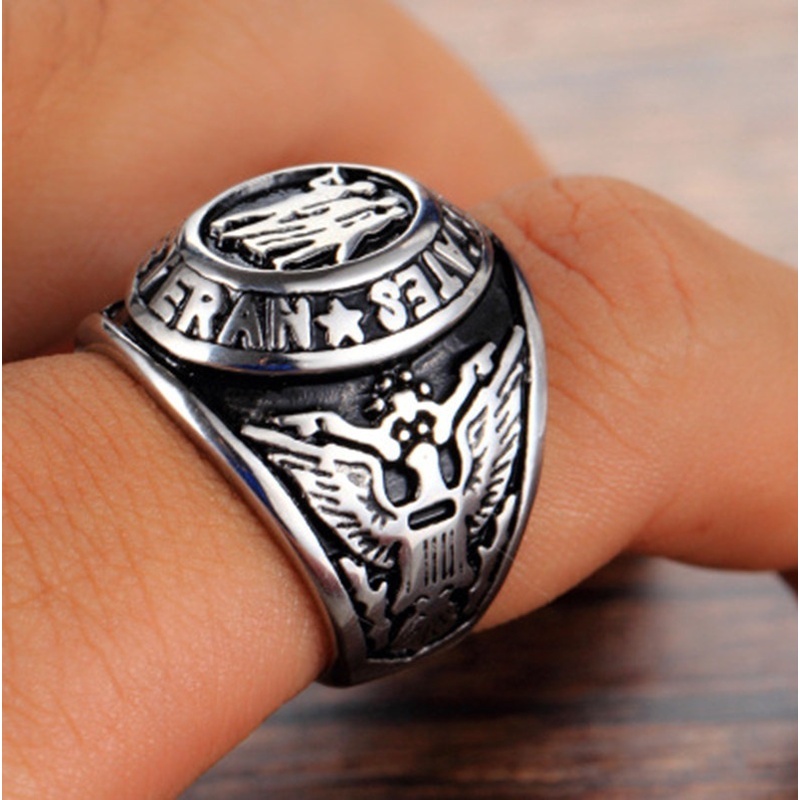 316L Stainless Steel US Military Army Design Ring Unisex Men Fashion Jewelry Veteran Engrave Words  Man Ring