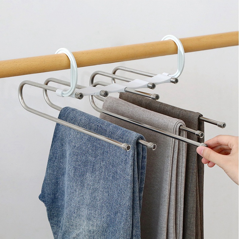 Pants Hangers 5 Layers Multi Functional Pants Rack Non-Slip Clothes Closet Storage Organizer for Pants Skirts Scarf