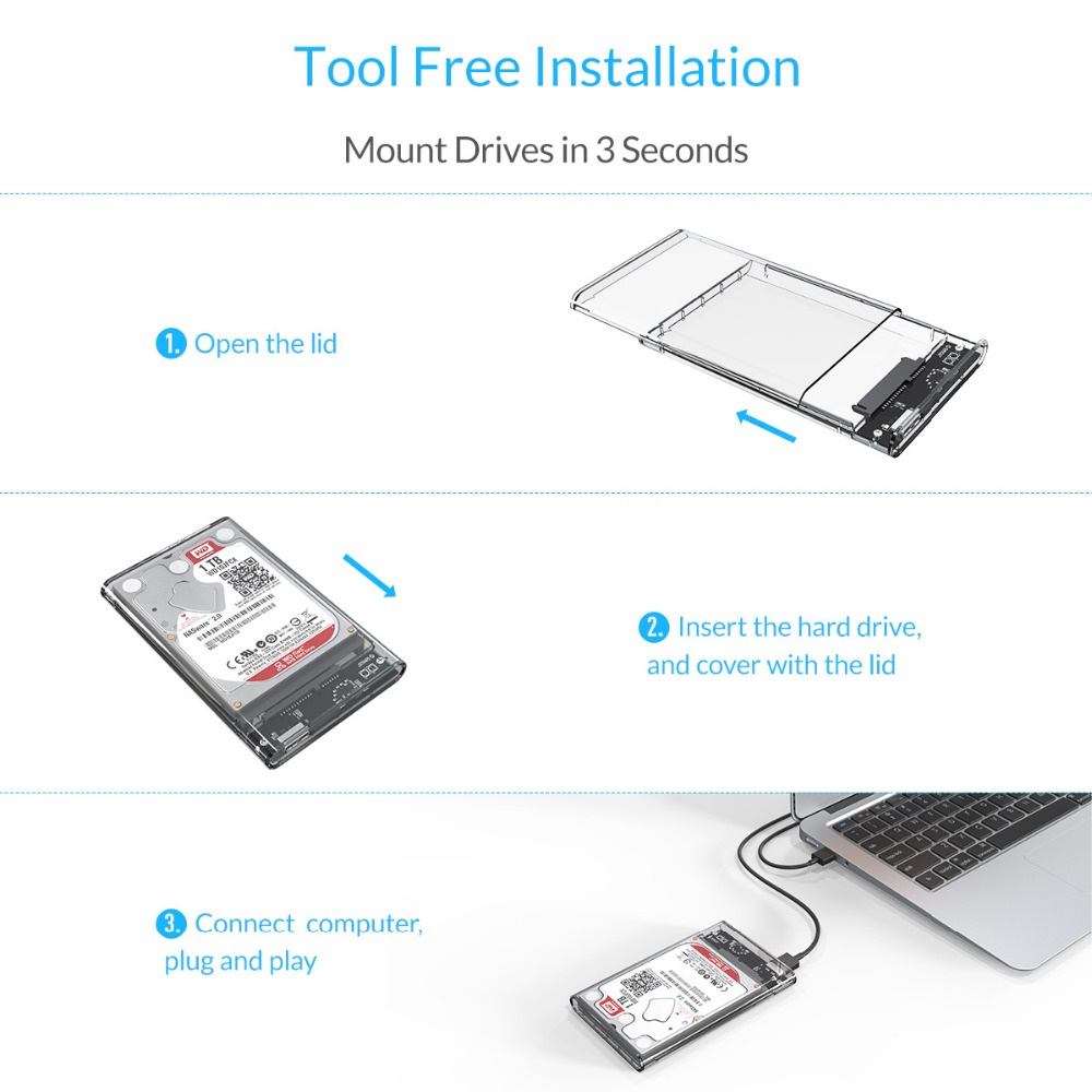 ORICO 2139U3 Enclosure Transparent USB 3.0 2.5 inch SATA HDD SSD 2139