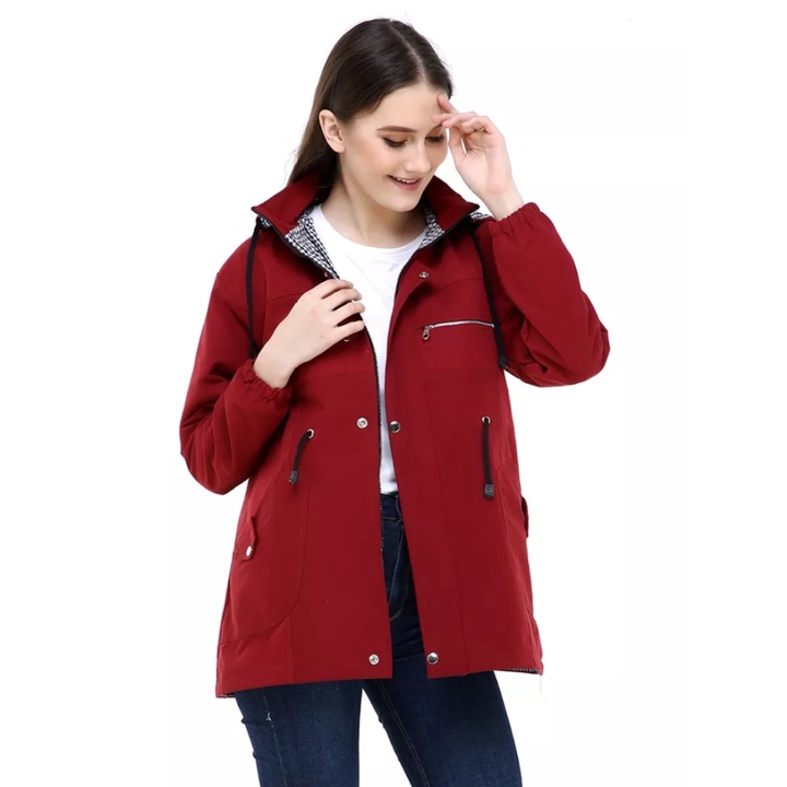 Marlin Store Jaket Wanita Big Size Jumbo Bahan Kanvas Premium Size L - XL - XXL -  XXXL -  XXXXL